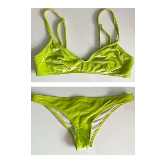 Solid & Striped • Lime Green Velvet Women's Bikini Set - Picture 1 of 12